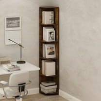 Furinno Basic 5-Tier Corner Multipurpose Standing Shelf, Amber Pine