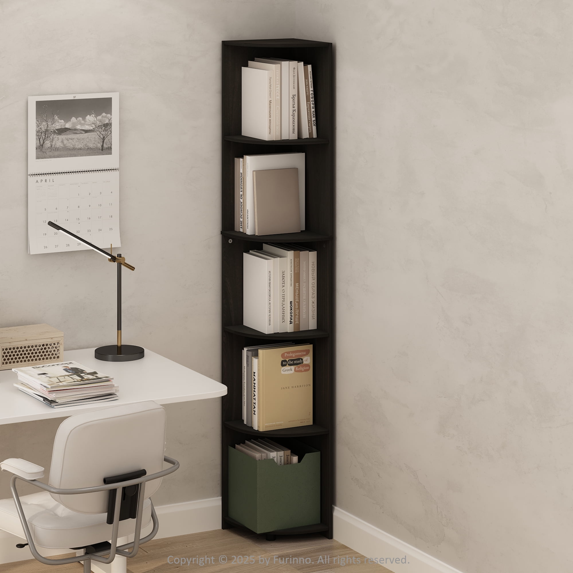 Furinno Basic 5-Tier Corner Multipurpose Standing Shelf, Espresso