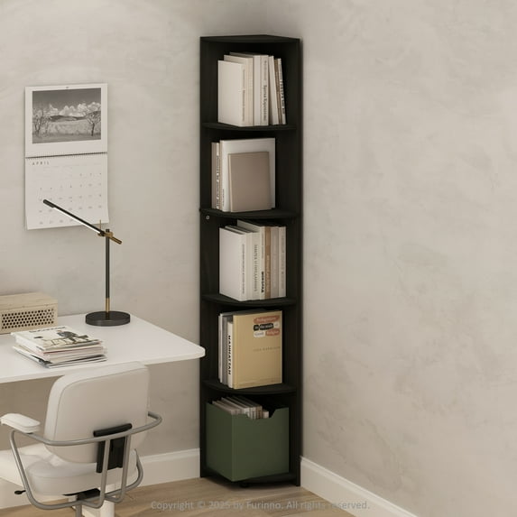 Furinno Basic 5-Tier Corner Multipurpose Standing Shelf, Espresso