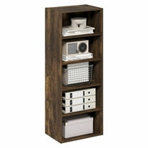 Furinno Basic 5-Tier Open Shelf Bookcase, Bookshelf, Storage Organizer, 11 x 17 x 44, Amber Pine