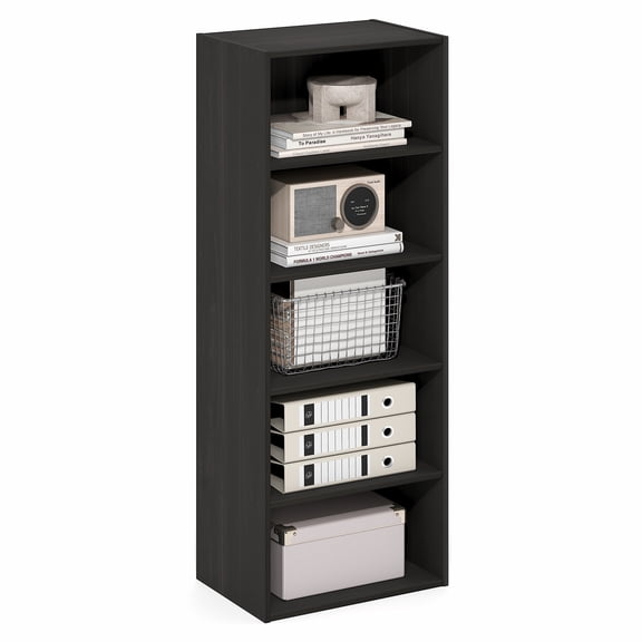 Furinno Basic 5-Tier Open Shelf Bookcase, Bookshelf, Storage Organizer, 11 x 17 x 44, Espresso