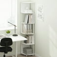 thumbnail image 1 of Furinno Basic 5-Tier Zigzag Corner Multipurpose Standing Shelf, White/White, 1 of 6