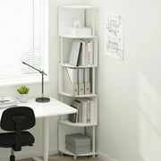 Furinno Basic 5-Tier Zigzag Corner Multipurpose Standing Shelf, White/White