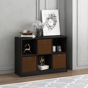 Furinno Basic 6 Cube Storage Organizer Bookcase Storage with Bins, Espresso/Brown