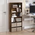 thumbnail image 1 of Furinno BASIC 6-Tier Open Shelf Bookcase 7 x 24 x 53inches in Amber Pine, 1 of 6