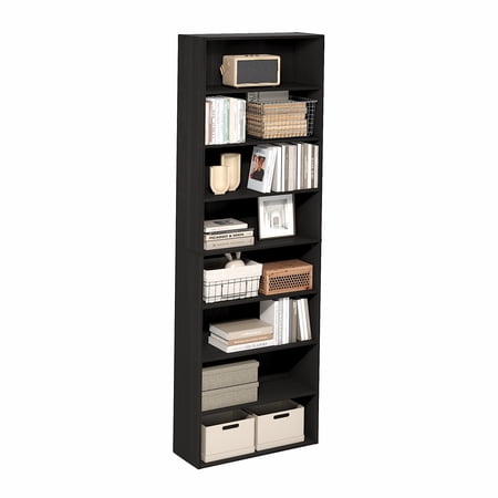 Furinno BASIC 8-Tier Open Bookcase Storage Organizer 12 x 24 x 71 in Espresso