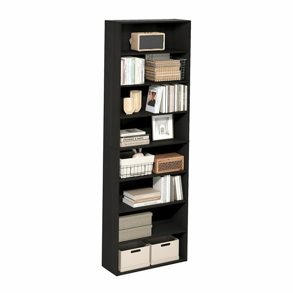 Furinno Basic 8-Tier Open Bookcase Storage Organizer 12 x 24 x 71 in Espresso