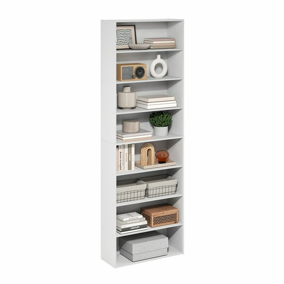 Furinno Basic 8-Tier Open Bookcase Storage Organizer 12 x 24 x 71 in White