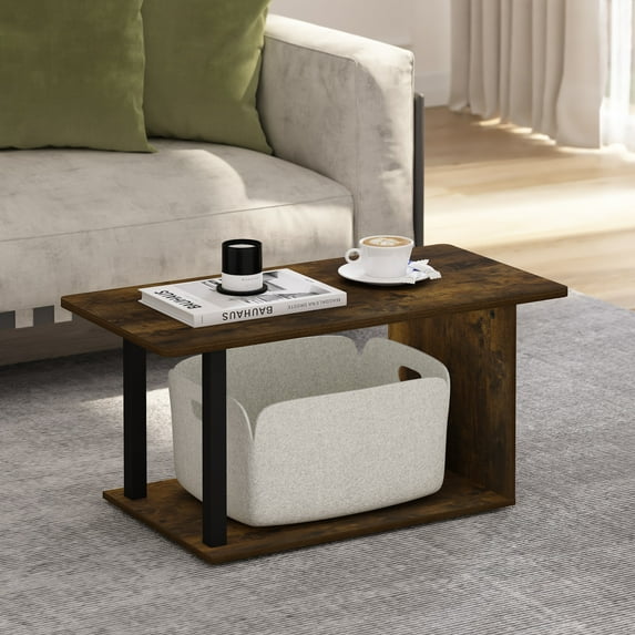 Furinno Basic Home Living Coffee Table, Amber Pine/Black