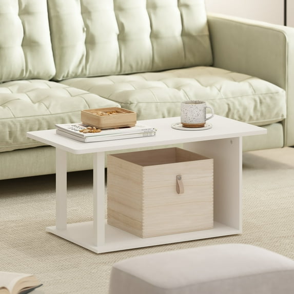 Furinno Basic Home Living Coffee Table, White/White