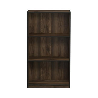 Furinno Basic Wood 3-Tier Bookcase Storage Shelves in Columbia Walnut/Black
