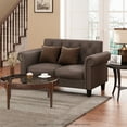 thumbnail image 1 of Furinno Bastia Vintage Button Tufted Loveseat, Brown Faux Leather, 1 of 5