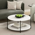 thumbnail image 1 of Furinno Besi 2-Tier Modern Round Coffee Table Table with Sturdy Metal Legs, White/Black, 1 of 5