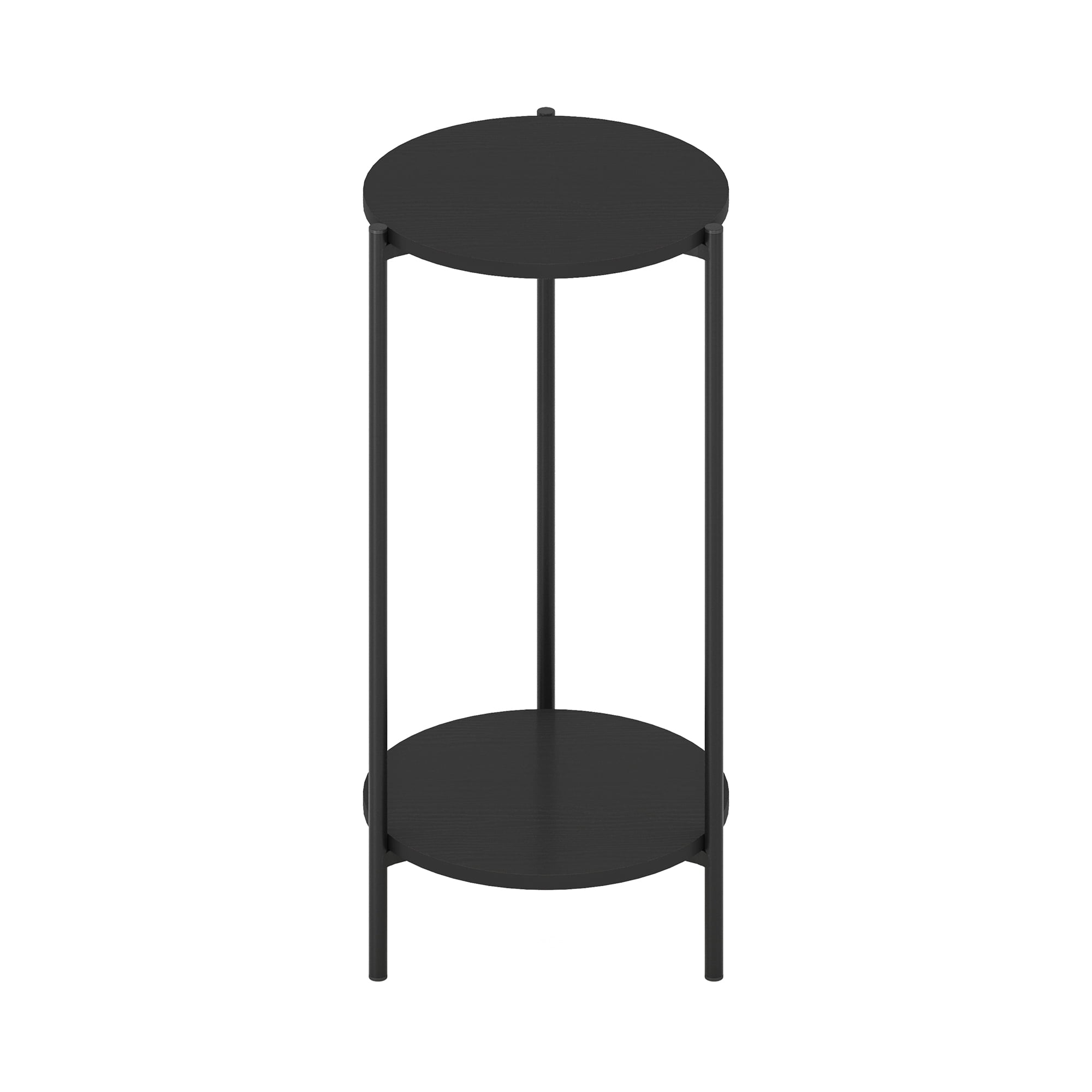 Americano Round 2-Tier Wood and Metal Side Table