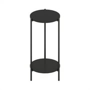 Furinno Besi 2-Tier Modern Tall Round Side End Table with Sturdy Metal Legs, Americano