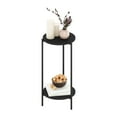 thumbnail image 1 of Furinno Besi 2-Tier Tall Round Side Table with Metal Legs, Metal Black End Table, Night Stand, Bedside Table with Open Shelf, for Living Room, Bedroom, Dark Americano, 1 of 5