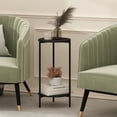 thumbnail image 1 of Furinno Besi 2-Tier Tall Round Side Table with Metal Legs, Metal Black End Table, Night Stand, Bedside Table with Open Shelf, for Living Room, Bedroom, Dark Americano, 1 of 6