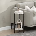 thumbnail image 1 of Furinno Besi 2-Tier Tall Round Side Table with Metal Legs, Metal Frame, White End Table, Night Stand, Bedside Table with Open Shelf, for Living Room, Bedroom, Plain White, 1 of 6