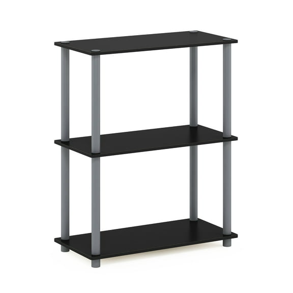 Furinno Besi 3-Tier Industrial Multipurpose Shelf Display Rack with Metal Frame, Walnut Cove