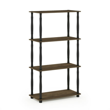 Furinno Besi 5-Tier Industrial Multipurpose Shelf Display Rack with Metal Frame, Wide, Finn Oak