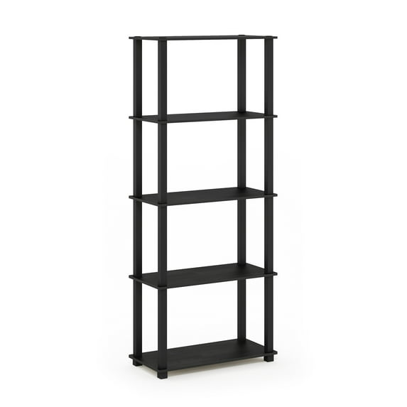 Furinno Besi 6-Tier Industrial Multipurpose Shelf Display Rack with Metal Frame, Narrow, Americano