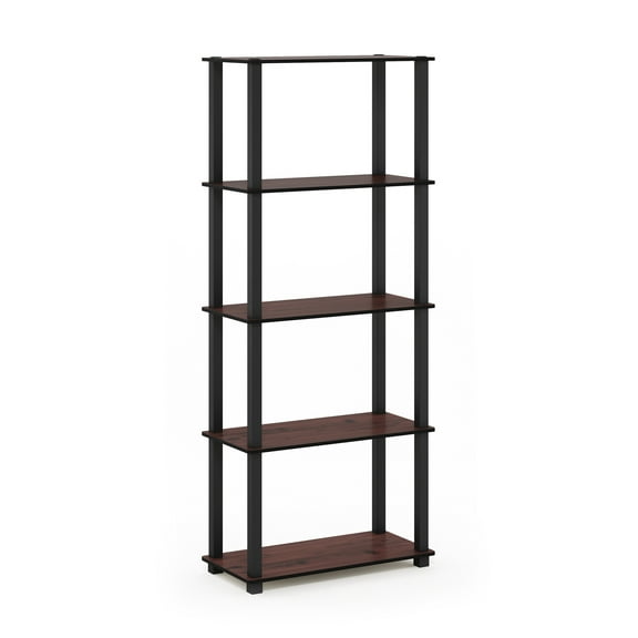Furinno Besi 6-Tier Industrial Multipurpose Shelf Display Rack with Metal Frame, Wide, Finn Oak