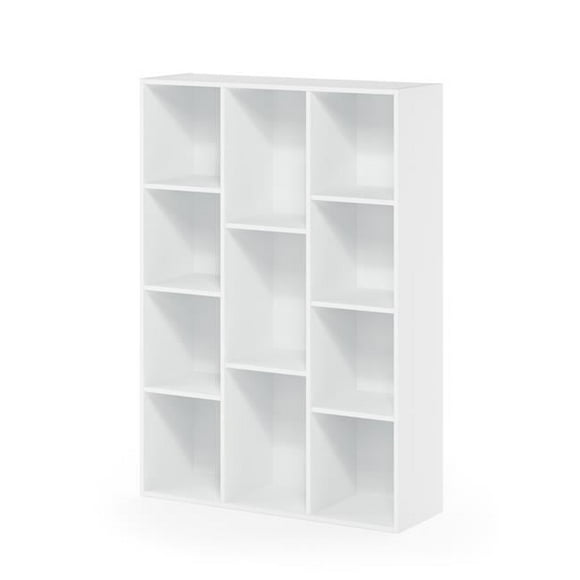 Furinno Bookcase Reversible Wood, 11 Shelf, White