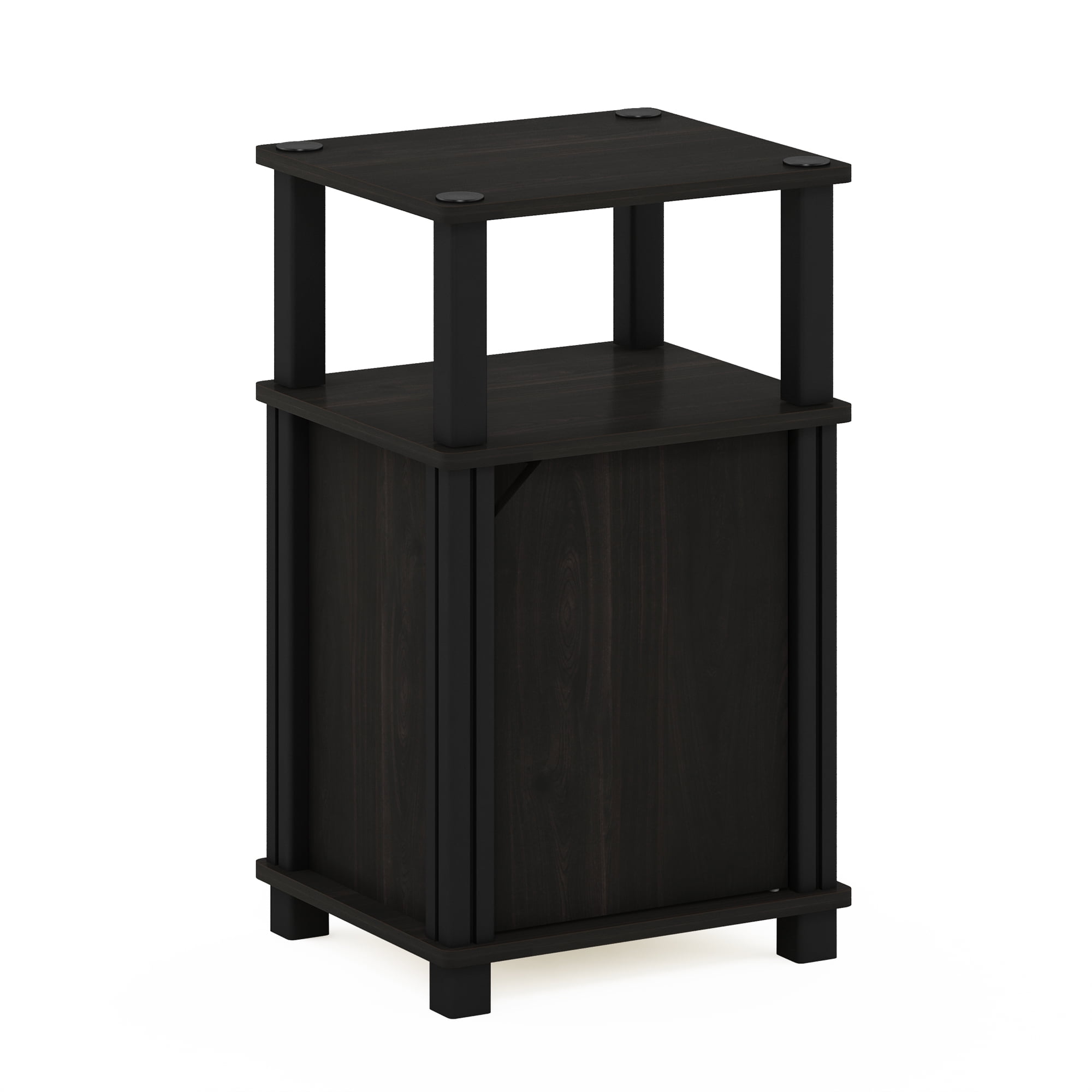 Espresso Black Square End Table with Storage and Rounded Edges