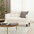 thumbnail image 1 of Furinno Brive Contemporary Tufted Loveseat, White Faux Leather, 1 of 7