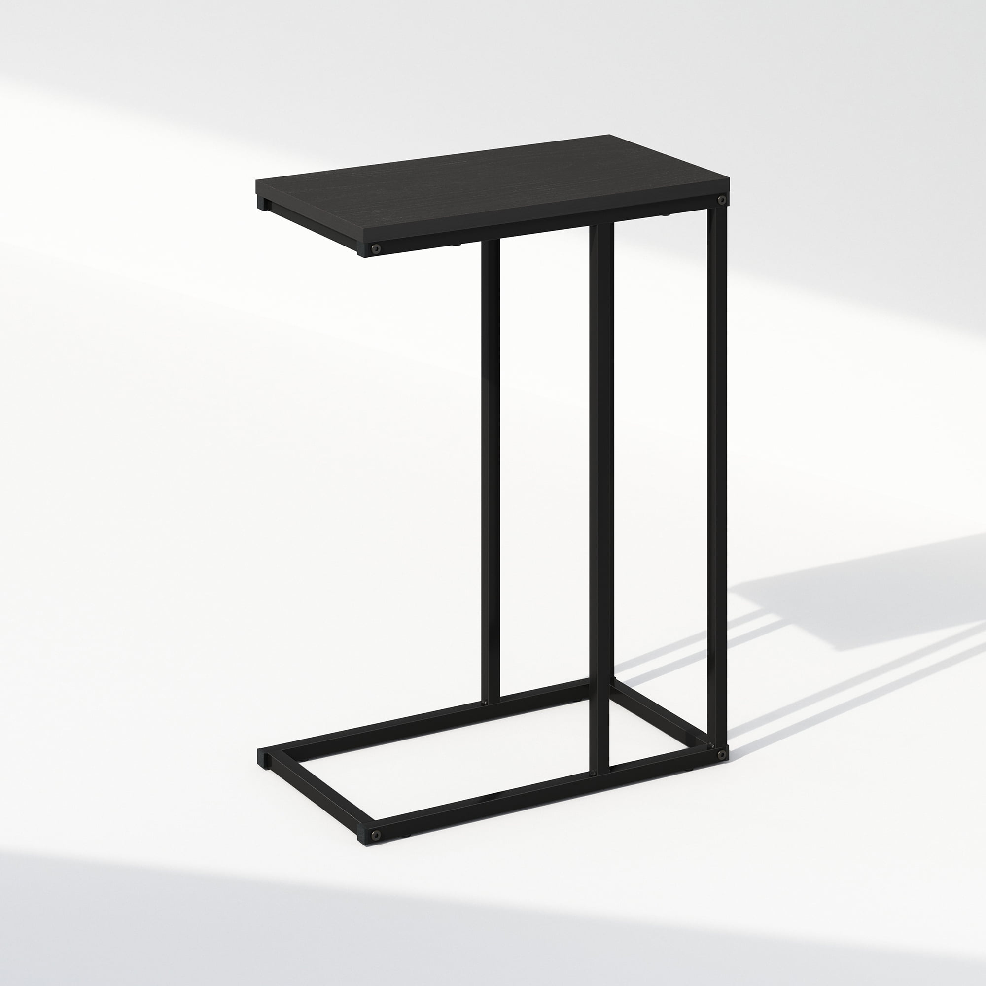 Furinno C-Shaped Side Table, End Table for Couch, Sofa & Bed with Metal Frame, Americano