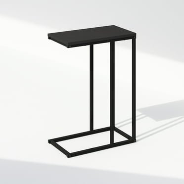 Furinno C-Shaped Side Table, End Table for Couch, Sofa & Bed with Metal Frame, Americano