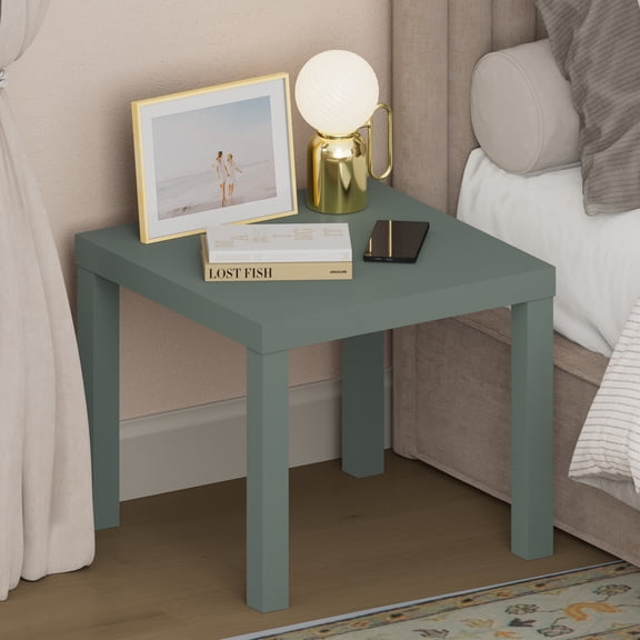 Furinno CLASSIC 1.8" Thick Tabletop 4-leg Square Nightstand Sage Green