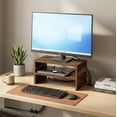 thumbnail image 1 of Furinno CLASSIC 15.7" Wide Stackable Monitor Stand Riser Set of 2 Amber Pine, 1 of 7