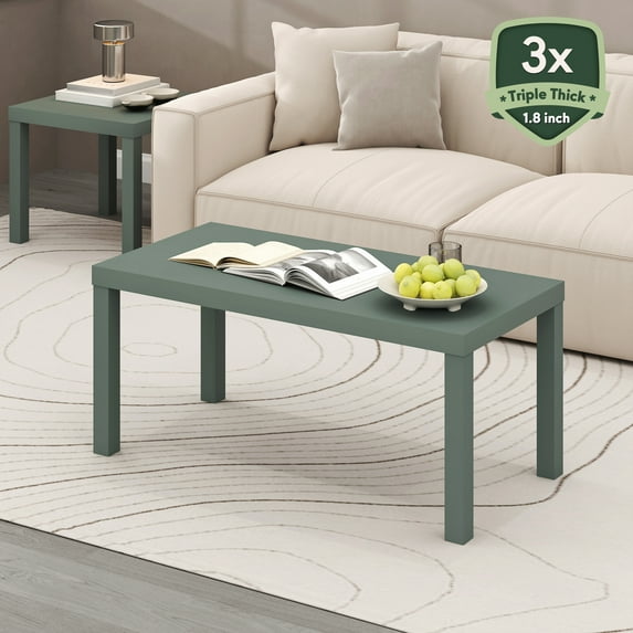 Furinno CLASSIC Coffee Table with 1.8 Inch Thick Tabletop in Sage Green
