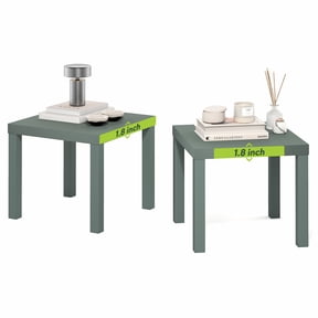 Furinno CLASSIC Side Table Set of 2, Square End Table, Night Stand with 1.8" Thick Tabletop, Nightstand, Bedside Table, for Living Room, Bedroom, Sage Green