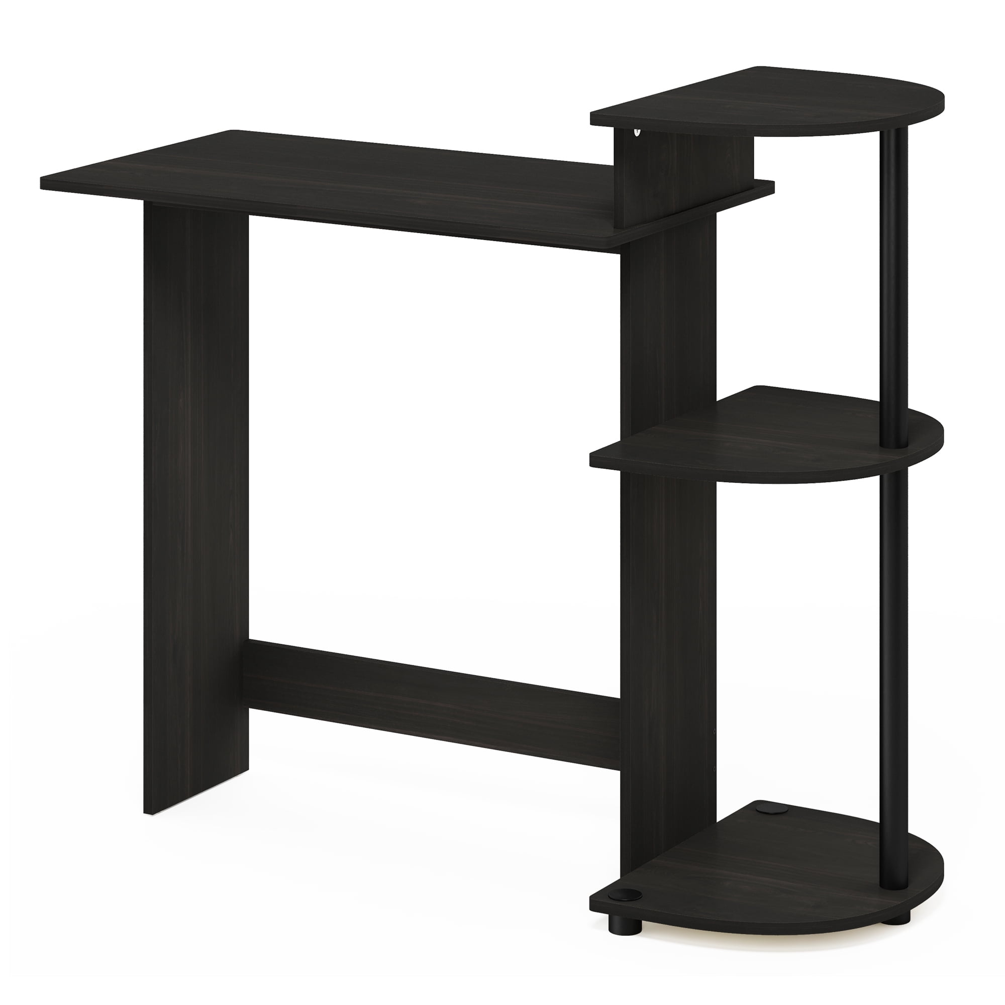 Furinno COMPACT Desk, 28.5 Wide Gaming Desk with Shelves, Computer Desk with Book Shelf, Office Desk for Home Office, Study Room, Dorm, Bedroom, Dark Espresso