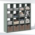 thumbnail image 1 of Furinno CUBIC 16-Cube Open Shelf Extra Thick Frame Sage Green, 1 of 6