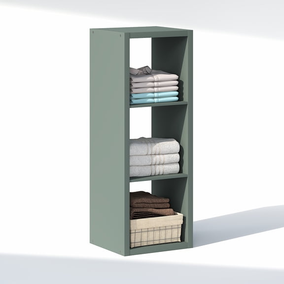 Furinno CUBIC 3-Cube Closet Organizer Open Shelf Extra Thick Frame Sage Green