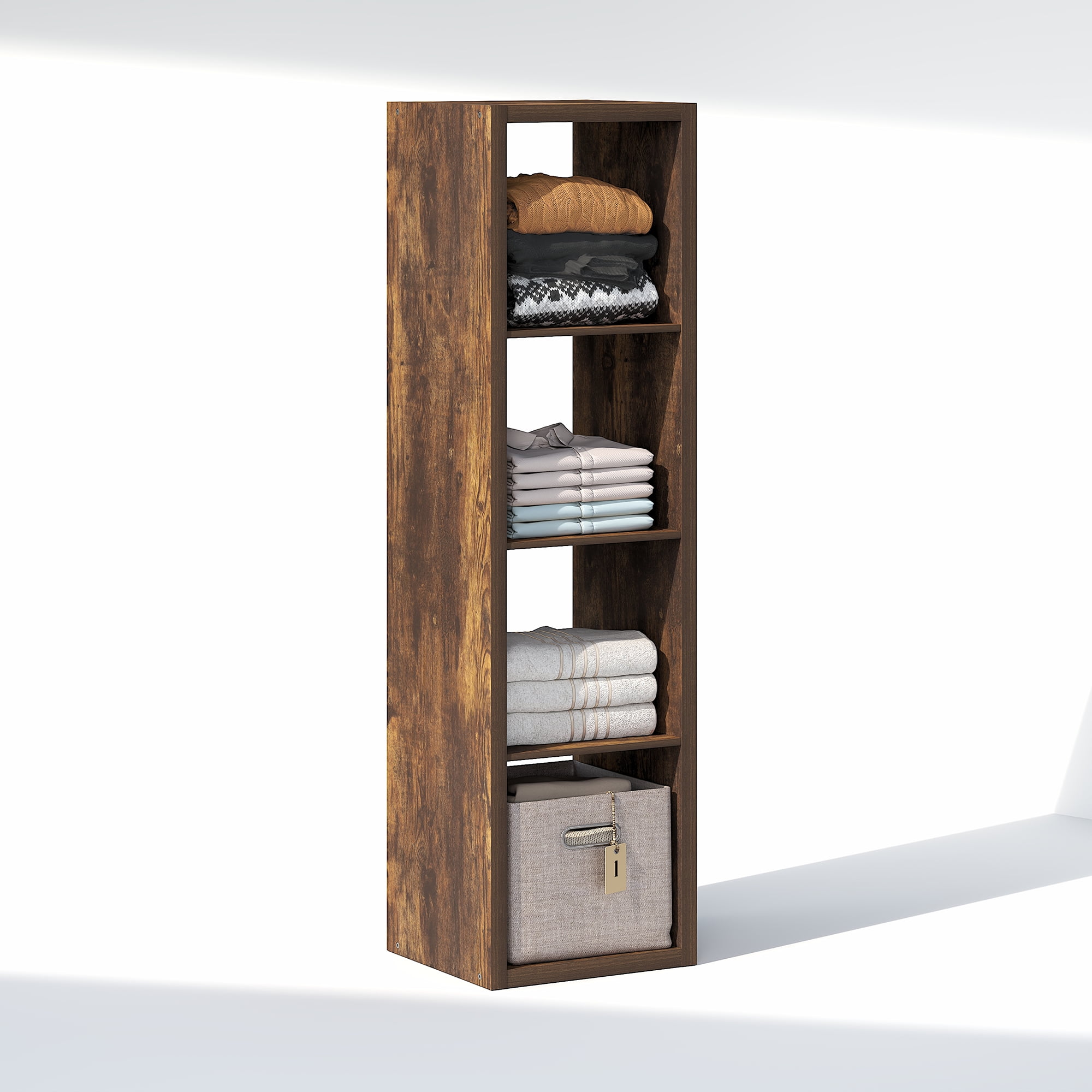 Furinno CUBIC 4-Cube Open Shelf Extra Thick Frame Amber Pine