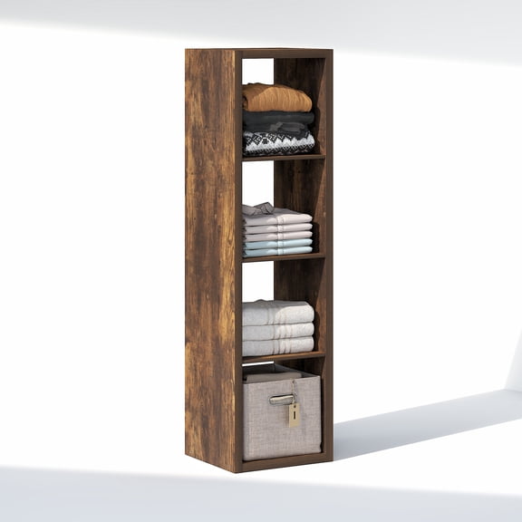 Furinno CUBIC 4-Cube Open Shelf Extra Thick Frame Amber Pine