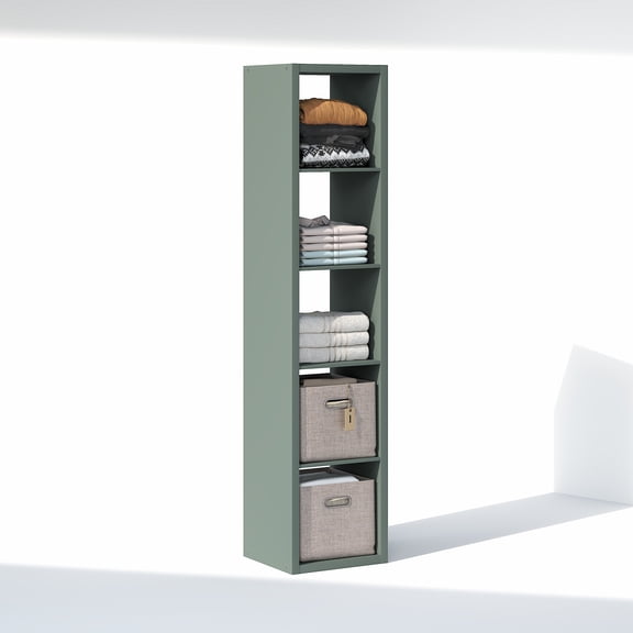 Furinno CUBIC 5-Cube Closet Organizer Open Shelf Extra Thick Frame Sage Green