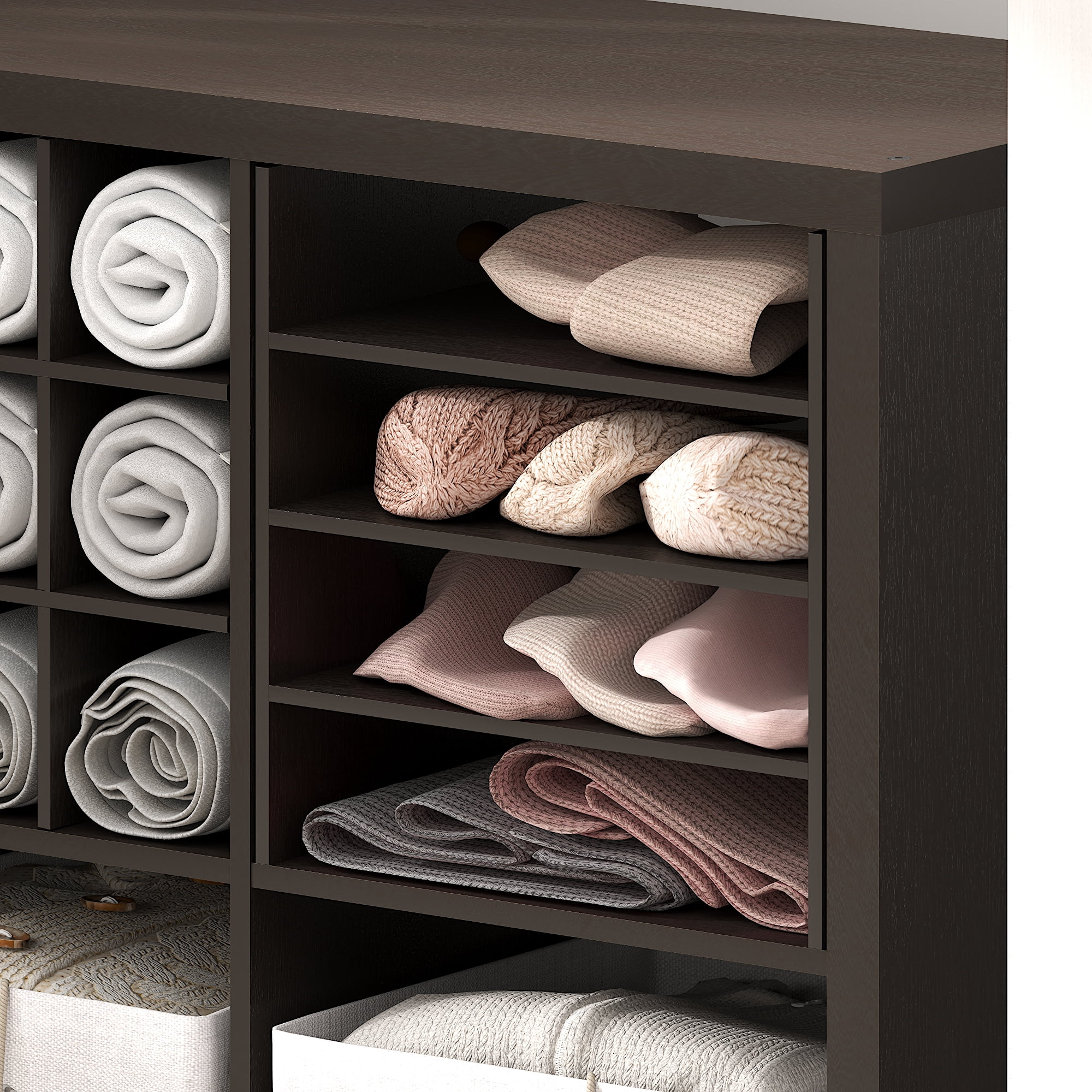 Furinno CUBICLE 3-Shelf Cube Insert. Dark Oak (Does Not Fit IKEA Kallax ...
