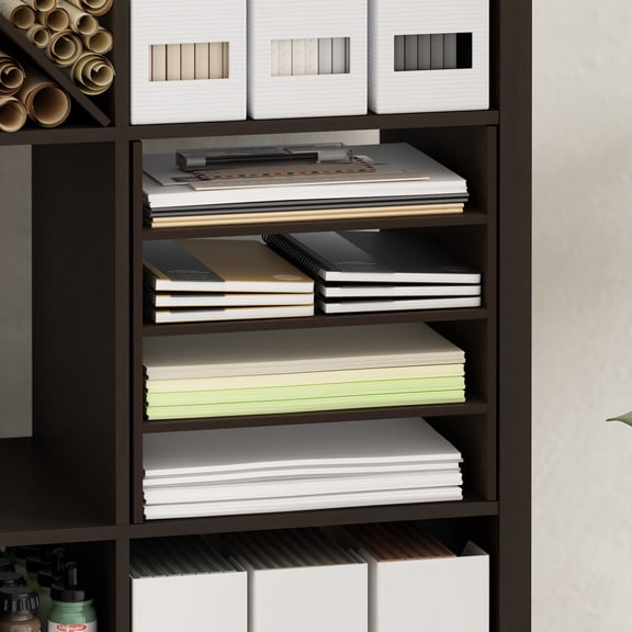 Furinno CUBICLE 3-Tier Cube Shelf Insert, Storage Organizer Accessory, Dark Oak, Fits Furinno Extra Thick Cubes