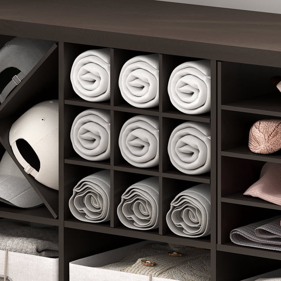 Furinno CUBICLE 9-Compartment Cube Shelf Insert for Bottle Storage, Dark Oak, Fits CUBICLE Extra Thick Series