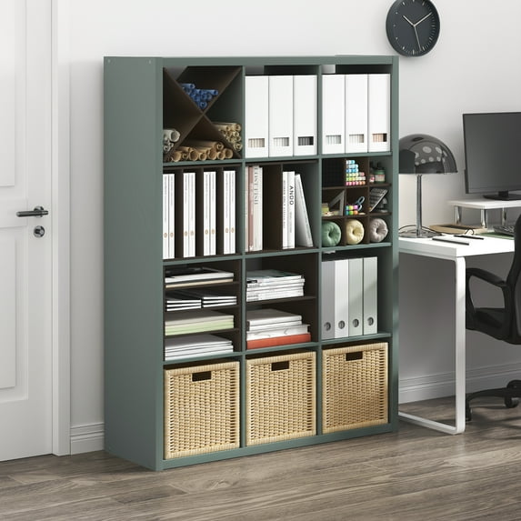 Furinno CUBICLE Book Shelf, 12-Cube Thick Frame Bookshelf, Reversible Bookcase with Open Back, 14.6 x 43.8 x 58, for Living Room, Bedroom, Home Office, Sage Green