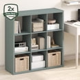thumbnail image 1 of Furinno CUBICLE Book Shelf, 9-Cube Thick Frame Bookshelf, Reversible Bookcase with Open Back, 14.6" x 43.8" x 43.8", for Living Room, Bedroom, Home Office, Sage Green, 1 of 8