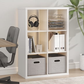 Furinno CUBICLE LED Lights 6-Cube Reversible Extra Thick Frame Bookcase White