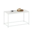 thumbnail image 1 of Furinno Camnus Coffee Table, Metal Frame White Coffee Table, Rectangular Wide Side Table, Easy Assembly, for Living Room, Bedroom, Home Office, Plain White/White, 1 of 5