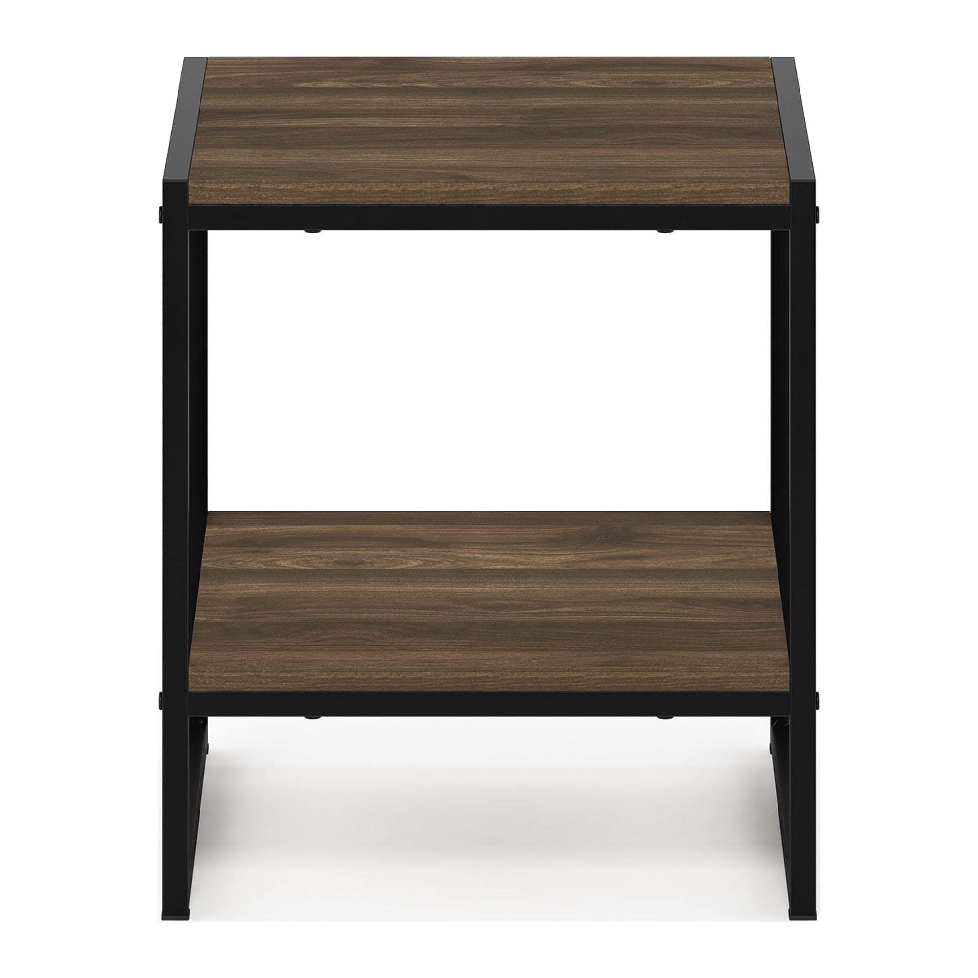Columbia Walnut Modern Metal-Frame 2-Tier End Table