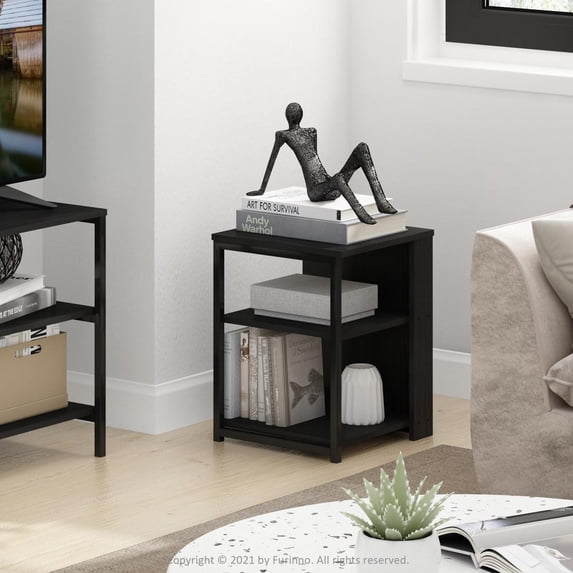 Furinno Camnus Modern Living End Table, Americano/Black